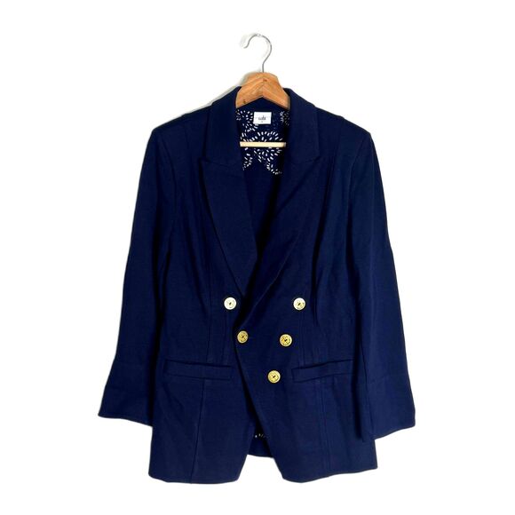 cabi Blazer Womens 8 Navy Double Breasted Gold Button Nautical Stretch 5150 - Picture 1 of 12